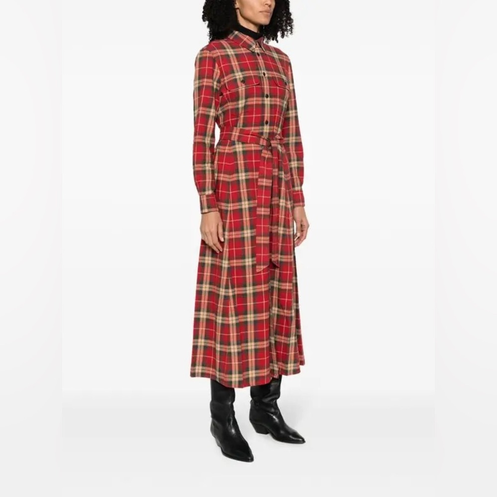 Polo by Ralph Lauren Red Plaid midi Shirt dress